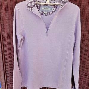 Orvis Women's Light Purple Sweatshirt with Floral Collar